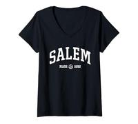 Femme Salem Mass 1692 Vintage Collegiate T-Shirt avec Col en V