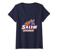 Femme Salem State University Vikings Mascot Word Mark T-Shirt avec Col en V