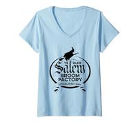 Femme Salem Witch Broom Factory - Drôle Vintage Gothique T-Shirt avec Col en V