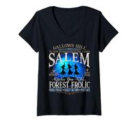 Femme Salem Witches Forest Frolic Witchcraft Costume d'halloween T-Shirt avec Col en V