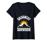 Femme Salkantay Trekking Survivor Cuzco Cusco Machu Picchu Pérou T-Shirt avec Col en V