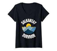 Femme Salkantay Trekking Survivor Cuzco Cusco Machu Picchu Pérou T-Shirt avec Col en V