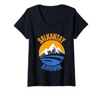 Femme Salkantay Trekking Survivor Cuzco Cusco Machu Picchu Pérou T-Shirt avec Col en V