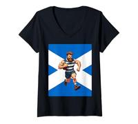 Femme Saltire écossais et Coureur de Rugby T-Shirt avec Col en V