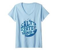 Femme Salty State of Mind Design for Beach and Ocean Lovers T-Shirt avec Col en V