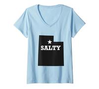 Femme Salty Utah Design Salt Lake SLC Sassy Funny Humor T-Shirt avec Col en V