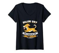 Femme Saluki Boy, Like A Regular Boy Only Cooler - Saluki Dog T-Shirt avec Col en V