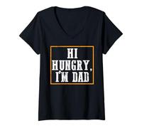 Femme Salut Faim C’est Papa Phrase Blague À Table Repas T-Shirt avec Col en V