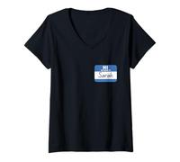 Femme Salut Mon nom est Sarah drôle de nom T-Shirt avec Col en V