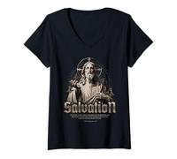 Femme Salut Religieux chrétien Verset de la Bible Foi Jésus Dieu T-Shirt avec Col en V