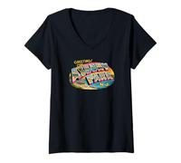 Femme Salutations de Asbury Park N.J. T-Shirt avec Col en V