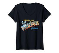 Femme Salutations de Saint-Pétersbourg Floride T-Shirt avec Col en V