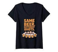 Femme Same Beer Different Idiots Funny Party Beer Drinking October T-Shirt avec Col en V