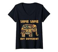 Femme Same Same But Different Thailand Bangkok Holiday Inscription en allemand T-Shirt avec Col en V