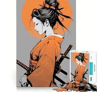 Femme samouraï avec épées et Kimono Puzzle de 1000 pièces pour Adultes Stimule la mémoire Passe-Temps à la Maison Décoration Murale (38x52cm)