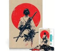 Femme samouraï avec épées et Soleil Rouge Puzzle Adulte 1000 pièces Jeu de réflexion et de détente Cadeau Artistique à Assembler (50x75cm)