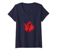 Femme Samouraï dans l'art du Guerrier Japonais T-Shirt avec Col en V