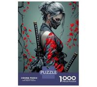 Femme samouraï et Feuilles Rouges 1000 Pièces Coffret Puzzle Puzzle Carton Premium - Anti-Stress Déco, Cadeau Femmes Hommes Enfants, Développement Cognitif 52x38cm/1000pcs