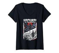 Femme Samurai in The Streets Ronin in The Sheets Bushido Japanese T-Shirt avec Col en V