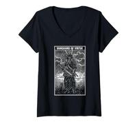 Femme Samurai Warrior Art Streetwear Japonais Hommes Femmes Graphique T-Shirt avec Col en V
