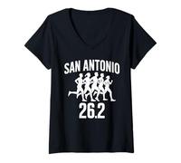 Femme San Antonio 26.2 Running Marathon Finisher Runner Run Fast T-Shirt avec Col en V