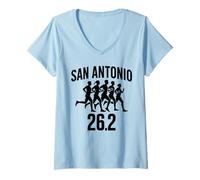 Femme San Antonio 26.2 Running Marathon Finisher Runner Run Fast T-Shirt avec Col en V