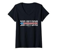Femme SAN Antonio millésime Texas T-Shirt avec Col en V