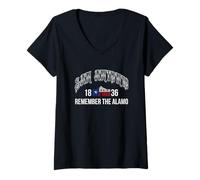 Femme San Antonio Remember The Alamo Vintage Typographie T-Shirt avec Col en V