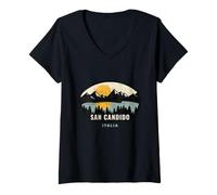 Femme San Candido Italy Design Souvenir de Vacances T-Shirt avec Col en V