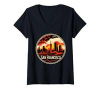 Femme San Francisco City, Californie, États-Unis T-Shirt avec Col en V