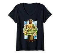 Femme San Judas Tadeo Gracias, Santo Patrón, Saint Jude Thaddeus T-Shirt avec Col en V