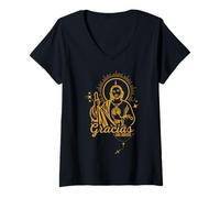 Femme San Judas Tadeo Saint Jude Thaddeus Catholic Religious T-Shirt avec Col en V