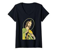Femme San Judas Tadeo (Saint Jude The Apostle) T-Shirt avec Col en V