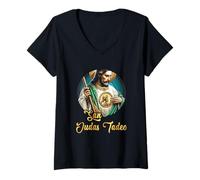 Femme San Judas Tadeo (Saint Jude The Apostle) T-Shirt avec Col en V