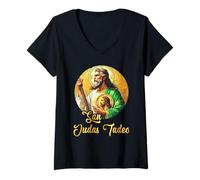 Femme San Judas Tadeo (Saint Jude The Apostle) T-Shirt avec Col en V