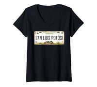 Femme San Luis Potosí License Plate Aesthetic Mexicans Souvenir T-Shirt avec Col en V