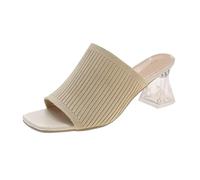 Femme Sandales Été Confort À Tête Carrée À Talons Hauts Talons Blocs Sandales Femmes avec Soutien De La Voûte Plantaire Anti-Dérapantes À Bout Ouvert Sandales Respirant Vintage Chaussons Été