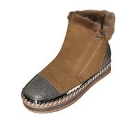Femme Sandales Orthopédiques Compensées Chaussures décontractées Femme Automne-Hiver Mode Doublure Polaire Chaude Semelle épaisse ornées de Strass Confortables pour Marche Quotidienne (Brown, 43)
