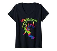 Femme Sandboard Boardsport Sand Dune Sandboard pour Fille T-Shirt avec Col en V