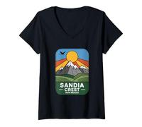 Femme Sandia Crest New Mexico Mountain Art Albuquerque Randonnée T-Shirt avec Col en V