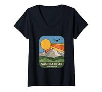 Femme Sandia Peak New Mexico Mountain Art Albuquerque Randonnée T-Shirt avec Col en V