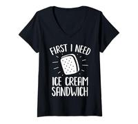 Femme Sandwich à la crème glacée | Design Amusant pour Les Amateurs de sandwichs T-Shirt avec Col en V