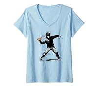 Femme Sandwich Guy Throwing Resist Free Revolution Design Amusant T-Shirt avec Col en V