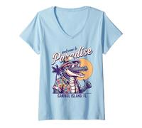 Femme Sanibel Island Florida Style rétro été Vieilli T-Shirt avec Col en V
