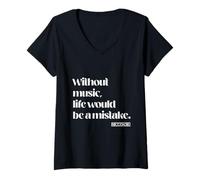 Femme sans Musique, la Vie Serait Une Erreur. Nietzsche Citation T-Shirt avec Col en V