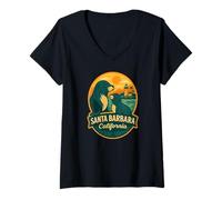 Femme Santa Barbara California Sea Lion Mère et Chiot T-Shirt avec Col en V