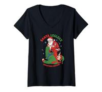 Femme Santa Leglock - Jiu Jitsu brésilien - Édition de Noël T-Shirt avec Col en V