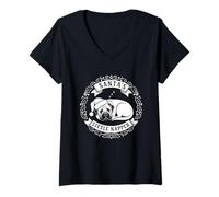 Femme Santa's Little Napper, Funny napolitain Mastiff Christmas T-Shirt avec Col en V