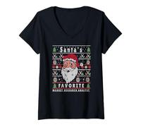 Femme Santas Xmas Ugly Christmas Market-Analyste T-Shirt avec Col en V