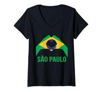 Femme Sao Paulo Drapeau Brésil Ville Brésil T-Shirt avec Col en V